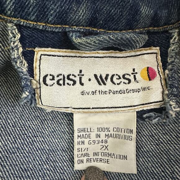 East West Womens Vintage 80s Denim Jean Jacket Plus Size 2x Butterfly Beaded - Picture 8 of 13